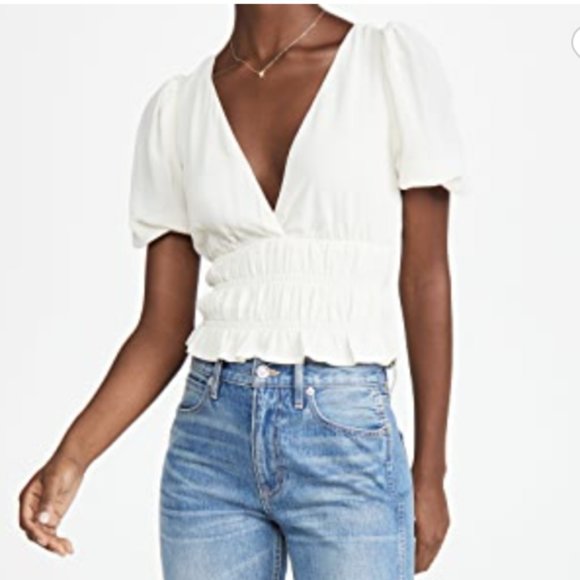 Reformation | Tops | Reformation Smocked Puff Sleeve Josie Top Sz Medium | Poshmark